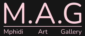M.A.G logo with 'Mphidi Art Gallery' text on a black background